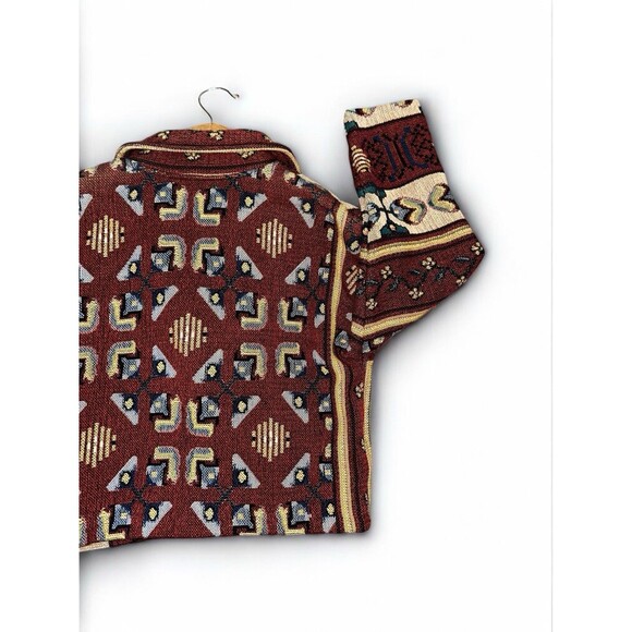 Paco Soler Crop Jacket Womens S/M Tapestry Knit Southwestern Boho 90s Vintage - Picture 16 of 16